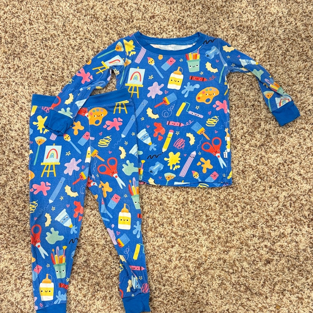 Little Sleepies Blue Art-Themed Pajama Set